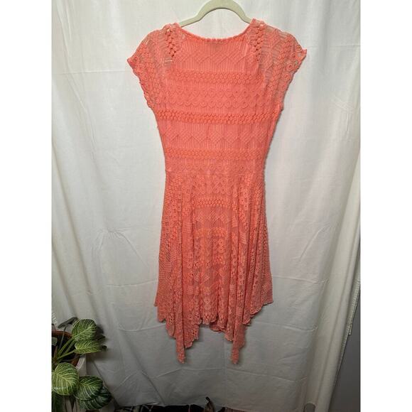 Cupio Coral Lace Fit-and-Flare Dress - Size Medium - Picture 2 of 4